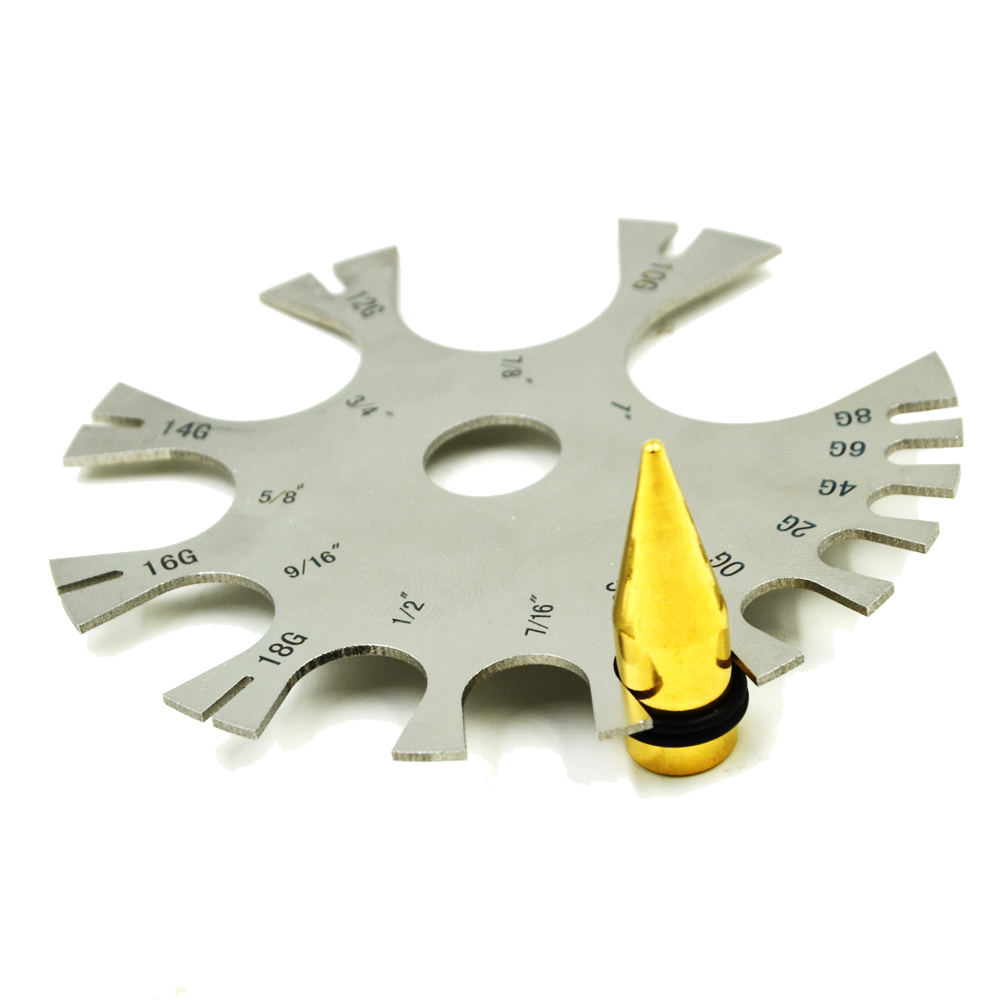 Body Jewelry Gauge To Mm - ステンレススチールゲージホイール腹舌バーベルボディピアスジュエリー測定ツール簡単使用