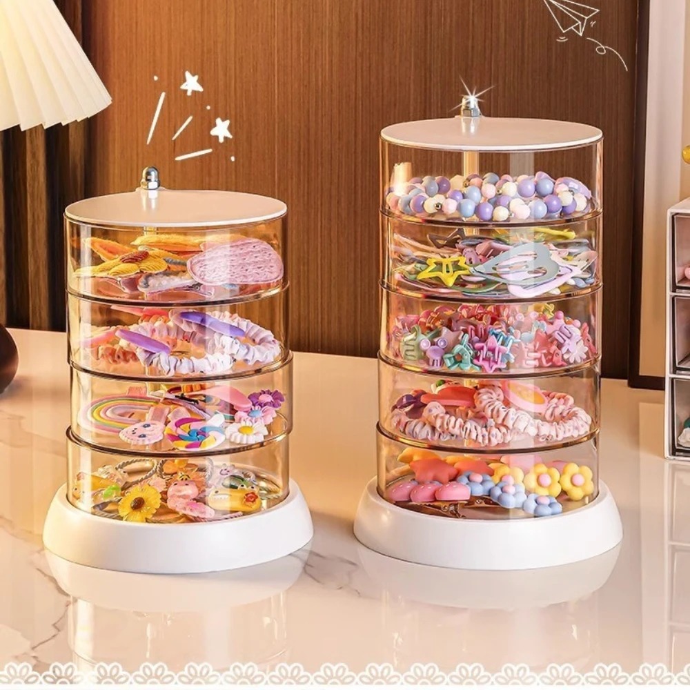 Body Jewelry Organizer - 360度回転式クリアヘアアクセサリーオーガナイザー、コンパクトプラスチック収納ボックス、多層デスクトップディスプレイケース（女の子用ジュエリー）