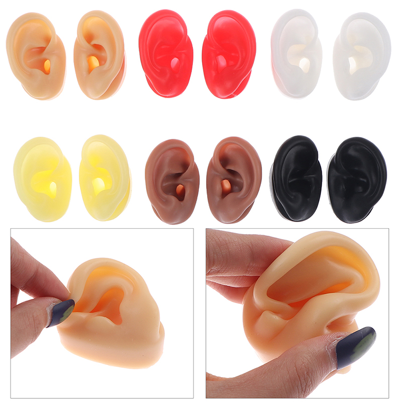 Body Jewelry Tool - 【L】柔らかいシリコン製の耳モデル。タトゥー練習用、ボディジュエリーの展示用、ピアス器具、イヤリング展示用具、アクリル製の展示スタンドキット。