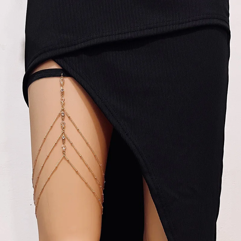 Body Jewelry Thigh Chain - ファッション夏ボヘミアン太ももチェーンシンプルなセクシーなボディチェーン女性のための二層金属脚チェーンフェスティバルジュエリー Accesorios