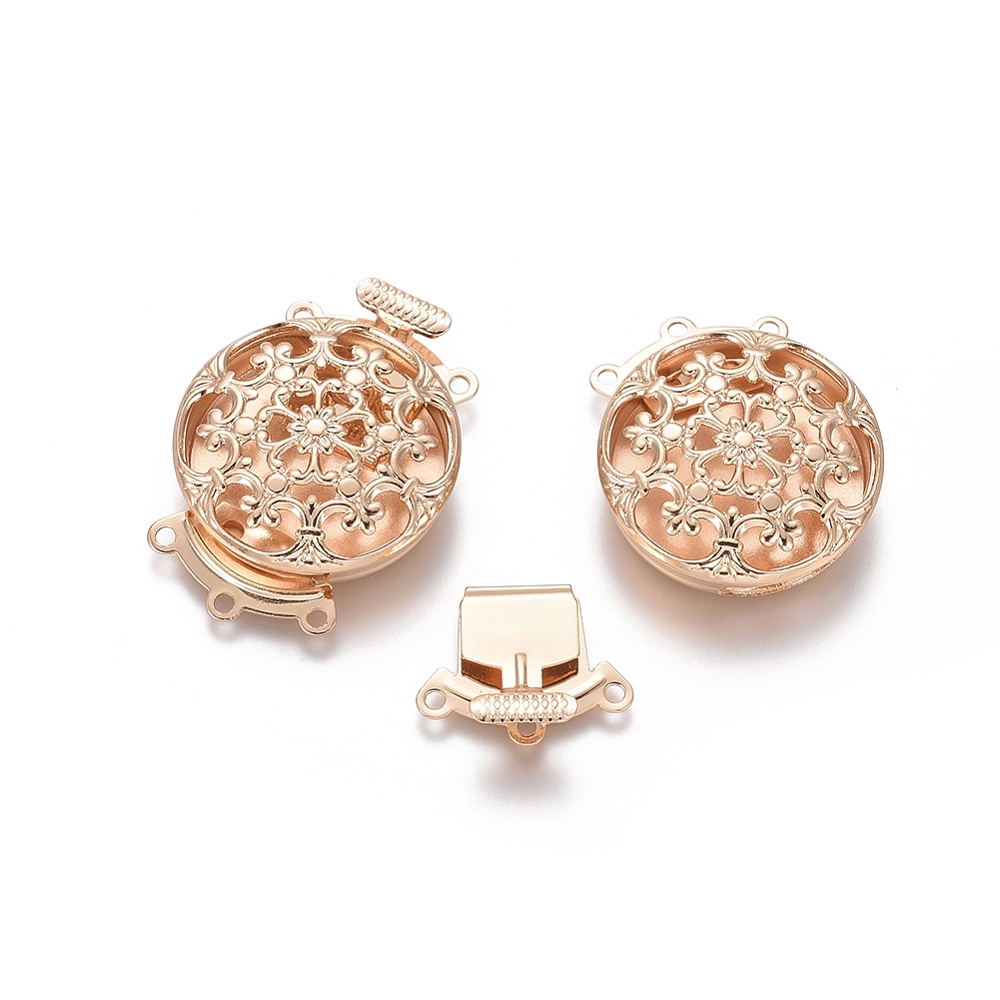 Body Jewelry Organizer - 10セット真鍮フラワーマルチストランドボックスクラスプ、3ストランド6穴メッキクラスプ31x22x7mm、1.2mm穴付き、ジュエリー作りDIY用