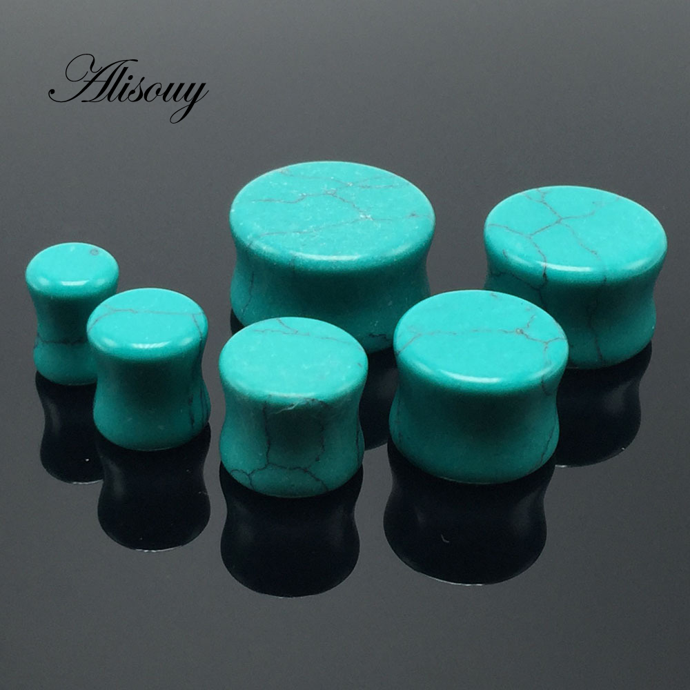 Body Jewelry Gauge To Mm - Alisouy 2個ファッショングリーンストーン耳パンダピアストンネルジュエリーゲージ5-16ミリメートルダブルフレア耳プラグボディジュエリー