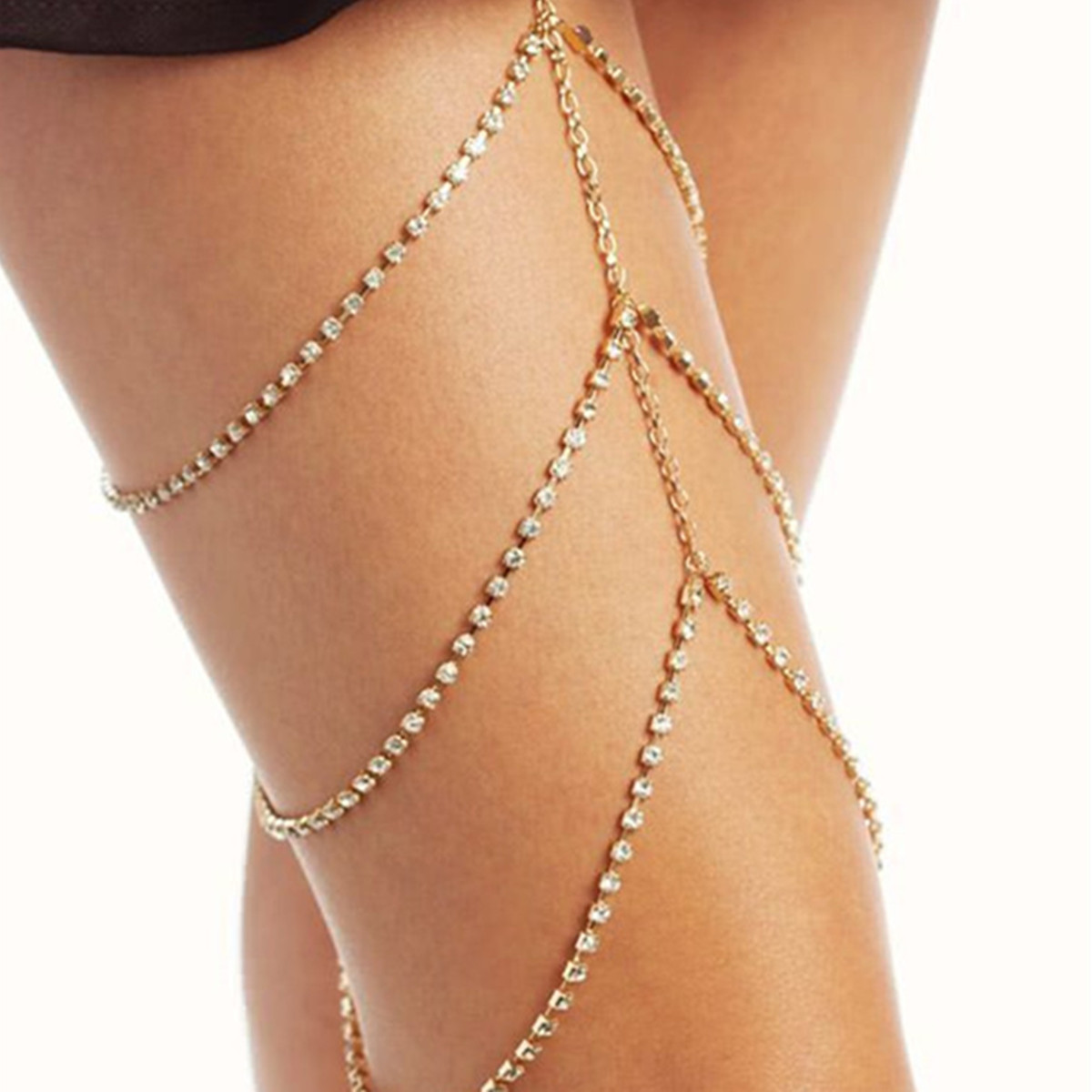 Body Jewelry Thigh Chain - 太ももチェーン多層爪型メタル弾性フェイクパールビーチバンドセクシーパーティープレミアムシック調節可能なローズゴールドトーン女性用