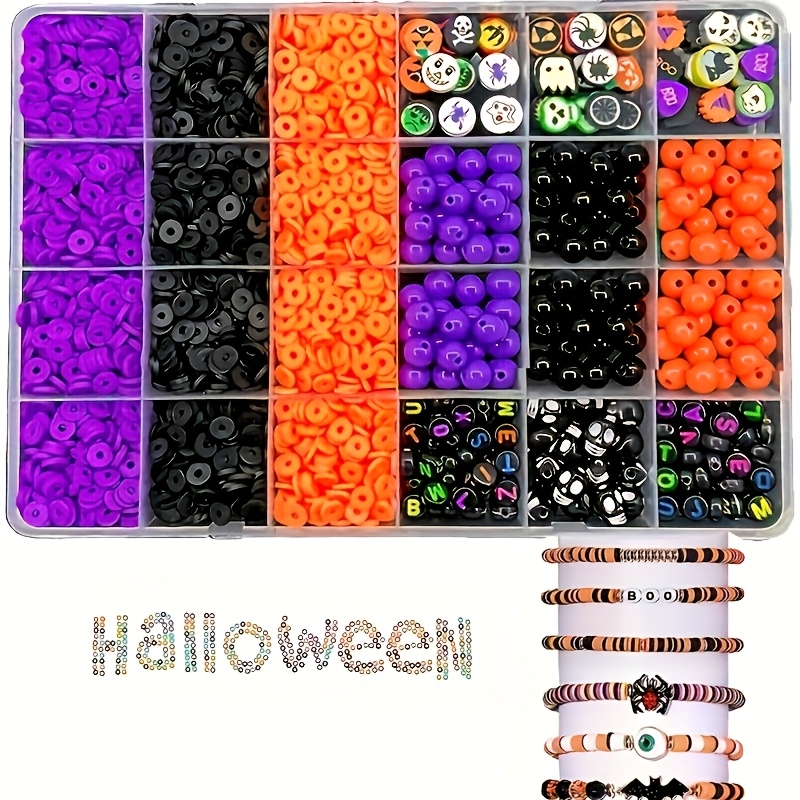 Body Jewelry Organizer - 2700個、ハロウィンカラーの丸ビーズ、ソフト陶器スカルレタービーズセットボックス、DIY生産用品に使用されます。
