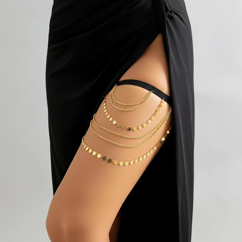 ローズゴールドの多層式太ももチェーン。女性向けの可愛らしいハ - Body Jewelry Thigh Chain のレビューと価格