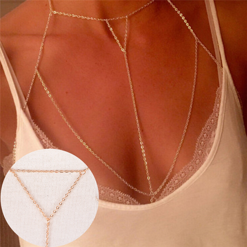マルチレイヤーハーネスvネックレス,女性用チェーンジュエリー - Body Jewelry Harness のレビューと価格