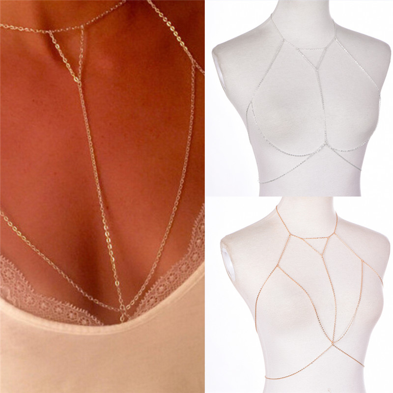 マルチレイヤーハーネスvネックレス,女性用チェーンジュエリー - Body Jewelry Harness のレビューと価格