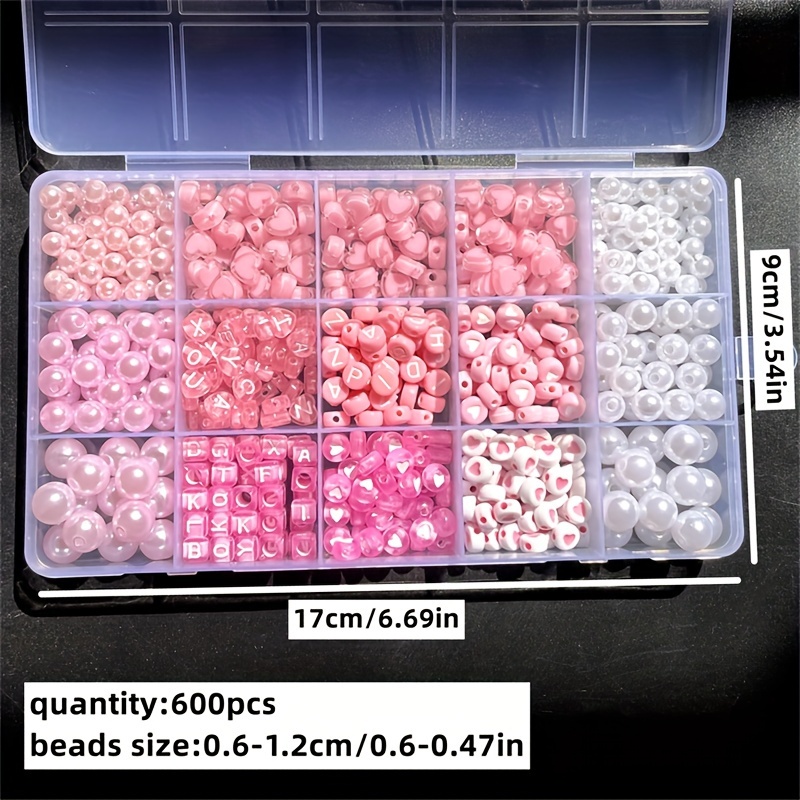 10個入りピンクアルファベットボックス、アクリルビーズ、手作 - Body Jewelry Organizer のレビューと価格