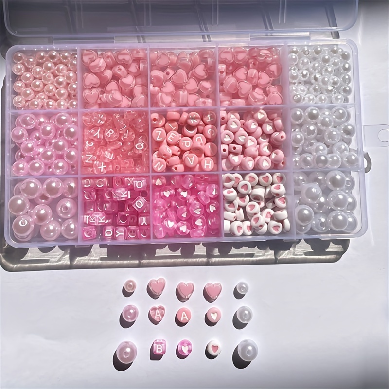 10個入りピンクアルファベットボックス、アクリルビーズ、手作 - Body Jewelry Organizer のレビューと価格
