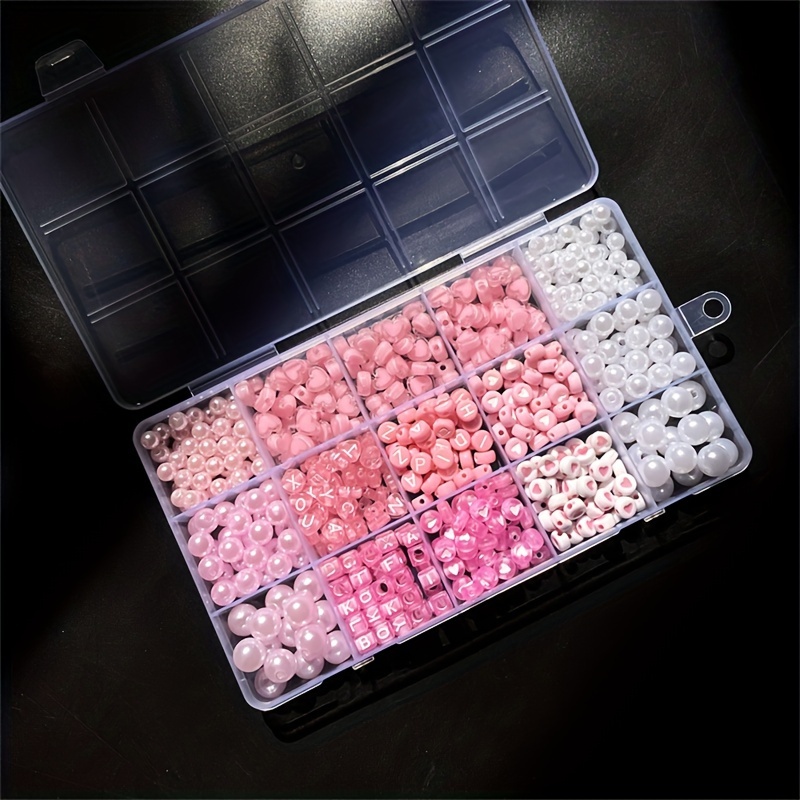 10個入りピンクアルファベットボックス、アクリルビーズ、手作 - Body Jewelry Organizer のレビューと価格