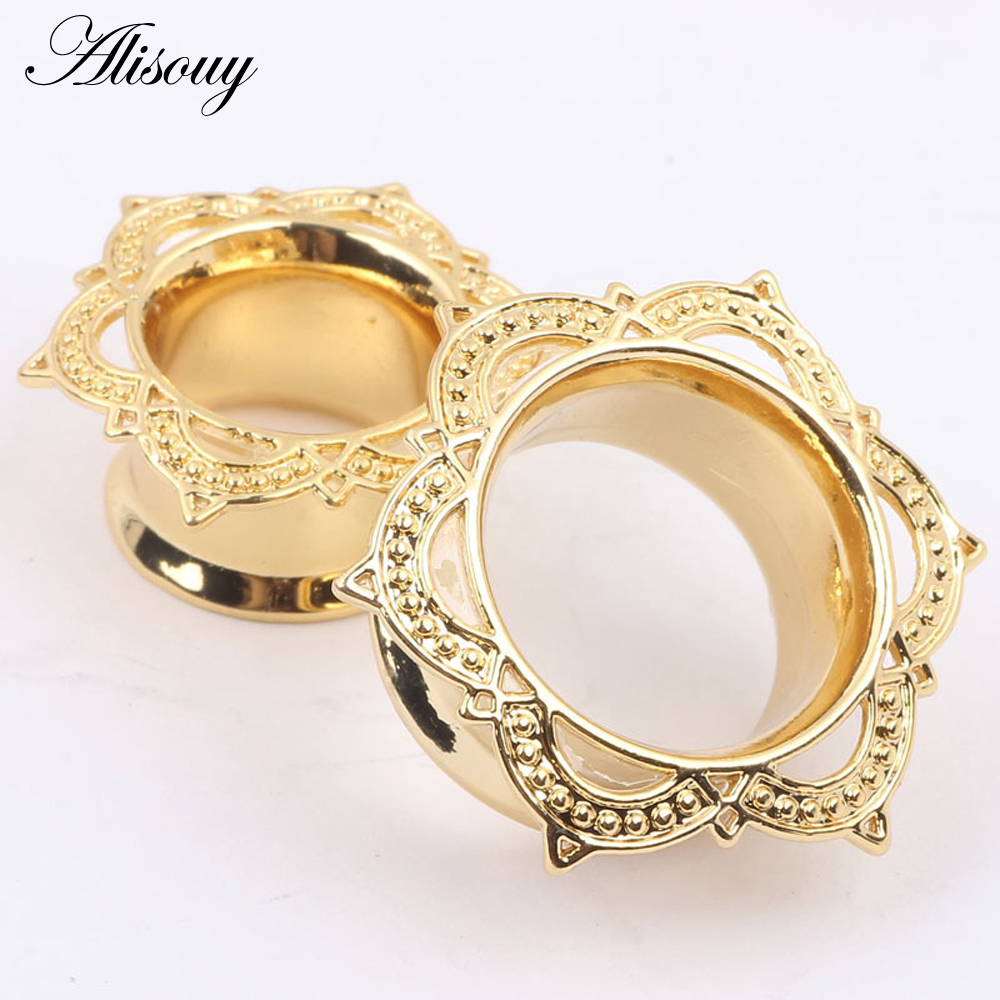 Alisouy 2 個ゴールドカラープラグ & トンネル耳ジ - Body Jewelry Gauge To Mm のレビューと価格