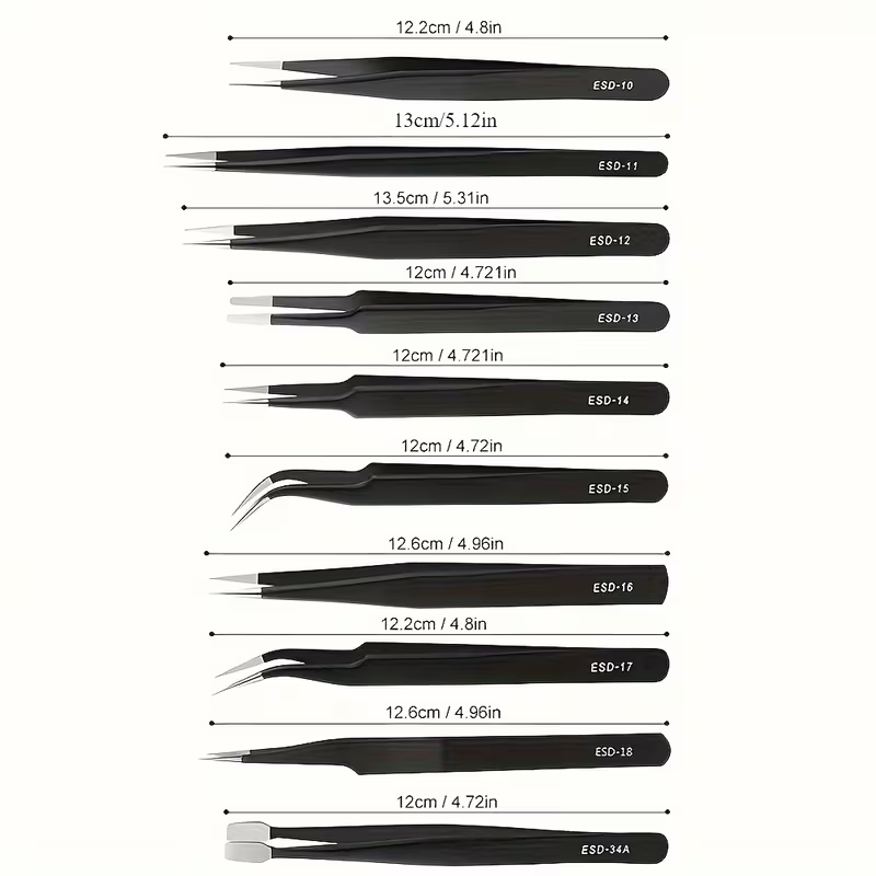 10個入りESD帯電防止ピンセットセット ステンレス製精密ピ - Body Jewelry Tool のレビューと価格