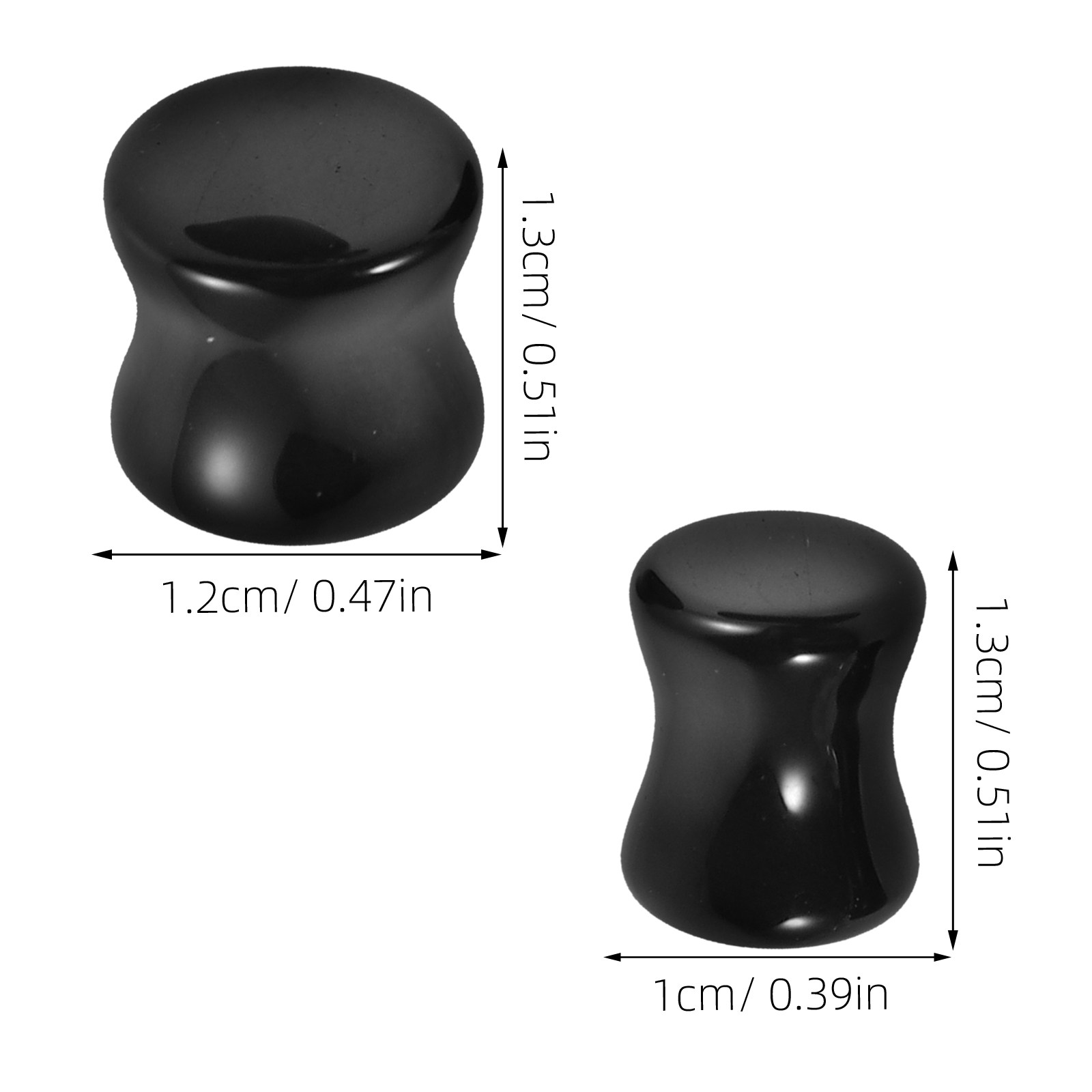 4組のオブシディアン製イヤープラグ、滑らかな石製のトンネル型 - Body Jewelry Gauge To Mm のレビューと価格
