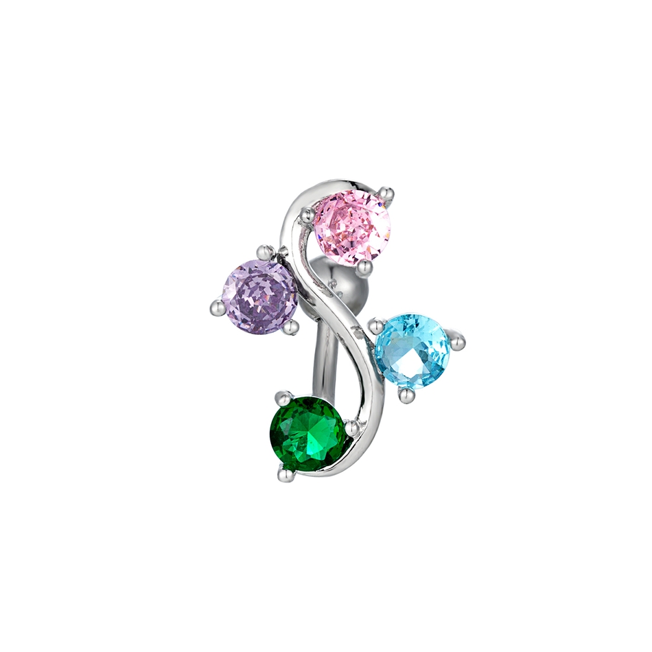 ステンレス鋼の湾曲したベリーリング、マルチカラーの宝石付き、 - Body Jewelry Shop のレビューと価格