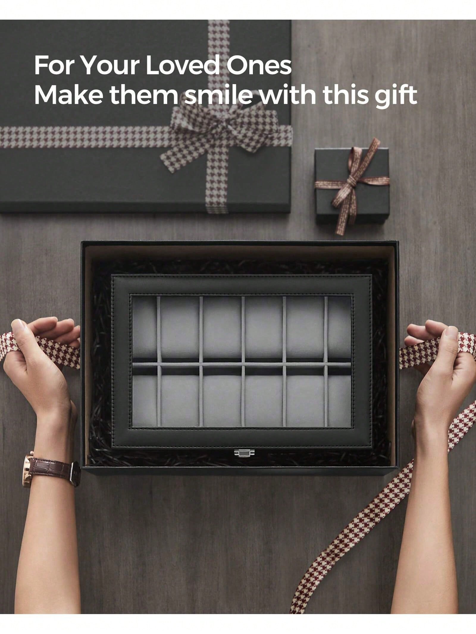 12スロットのロック可能な時計ボックス、ガラス蓋と引き出し付 - Body Jewelry Organizer のレビューと価格