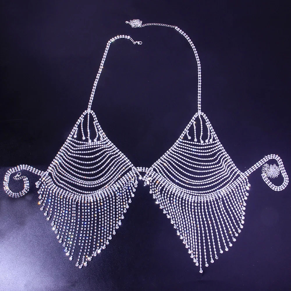 ブリンブリンラインストーンタッセルボディチェーンブラジャーハ - Body Jewelry Harness のレビューと価格