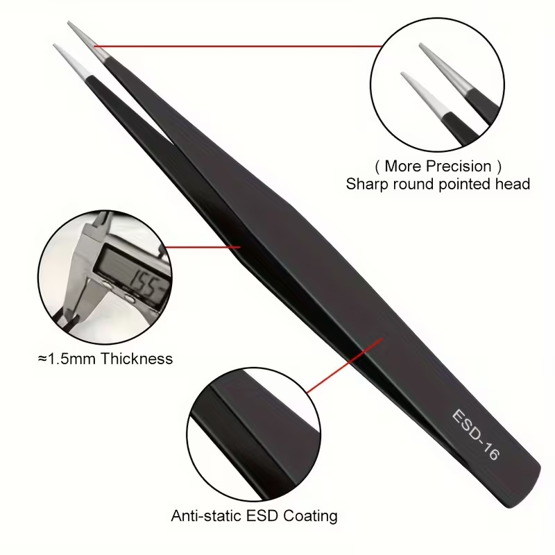 10個入り帯電防止ESDピンセットセット ステンレス製精密ピ - Body Jewelry Tool のレビューと価格