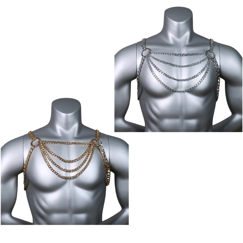男性のセクシーなメタルボディ胸チェーンジュエリーパンクスタイ - Body Jewelry Harness のレビューと価格