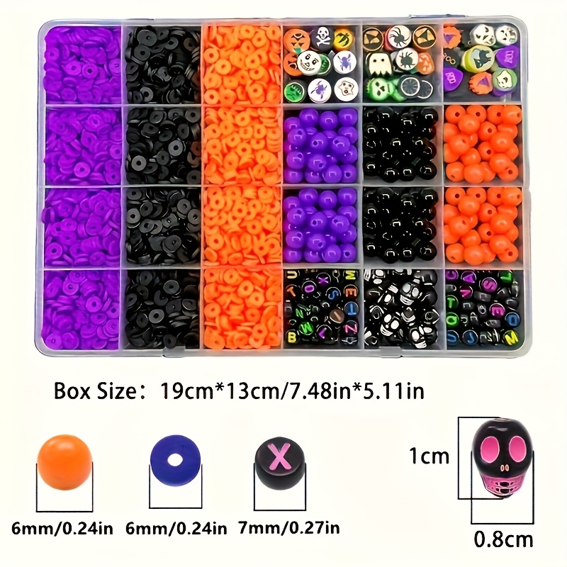 2700個、ハロウィンカラーの丸ビーズ、ソフト陶器スカルレタ - Body Jewelry Organizer のレビューと価格