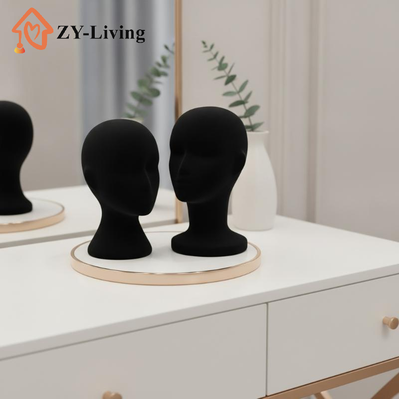 黒いベルベット製マネキンヘッド、頭囲52cm、フォーム製ウィ - Body Jewelry Shop のレビューと価格