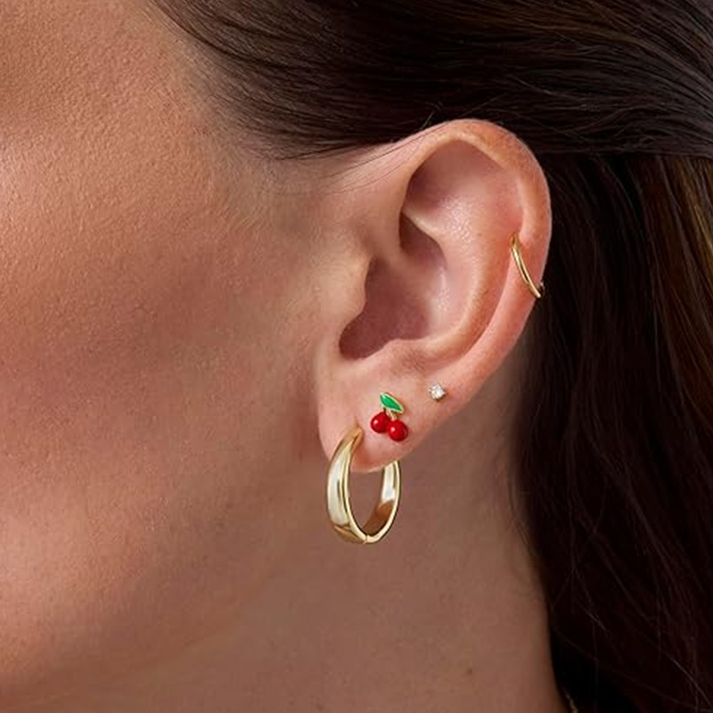 2 個軟骨イヤリングスタッド女性のためのサージカルスチールフ - Body Jewelry Flat Back のレビューと価格