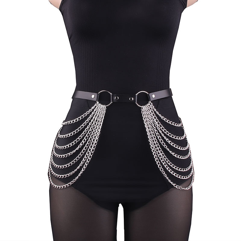 女性用パンクゴシックPUレザーウエスト・太ももハーネスガータ - Body Jewelry Thigh Chain のレビューと価格