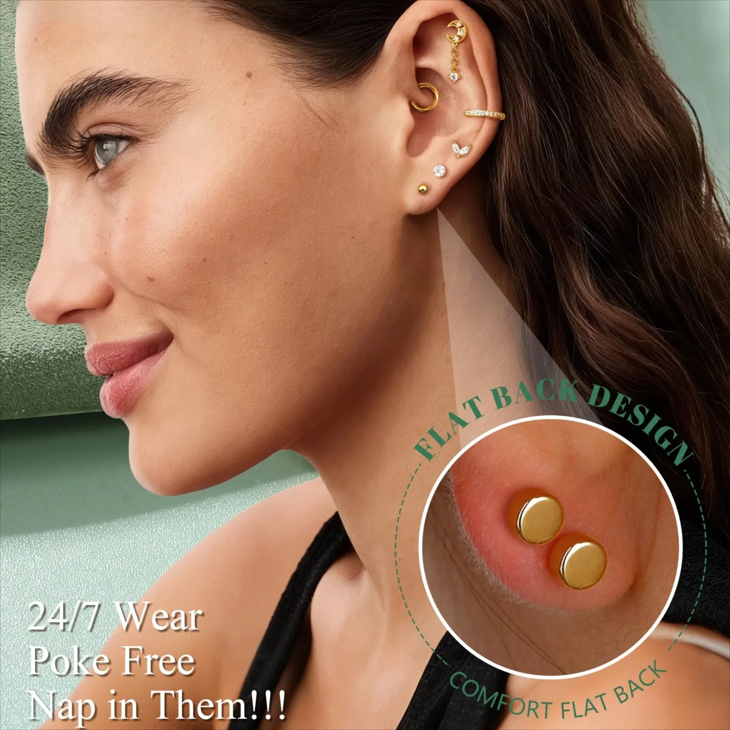 16ゲージの女性用軟骨ピアス。裏面が平らで、アレルギーを起こ - Body Jewelry Flat Back のレビューと価格