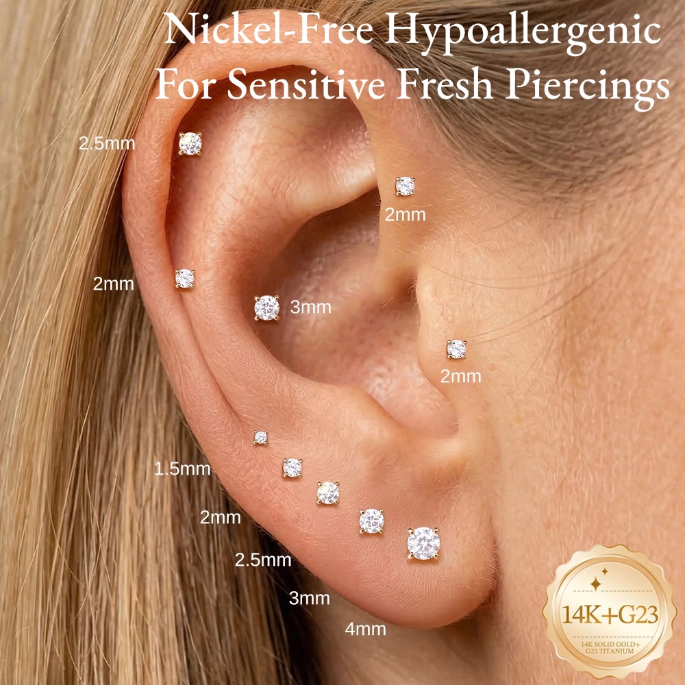 DIeSchein 14Kゴールド ヘリックスピアス レディ - Body Jewelry Flat Back のレビューと価格