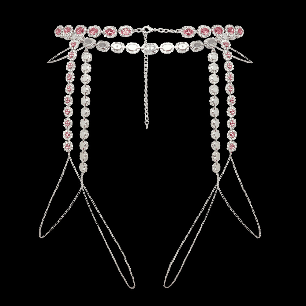 Stonefans-女性のためのラウンドピンクのハイチェーン - Body Jewelry Thigh Chain のレビューと価格